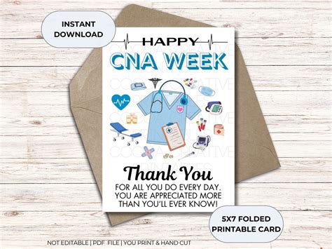 CNA Week Card | CNA Week Printable | Cna Week Foldable 5x7 Card | Cna ...