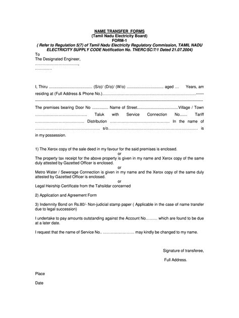 2004-2026 IN Tamil Nadu Name Transfer Forms - Blank Fillable Template ...