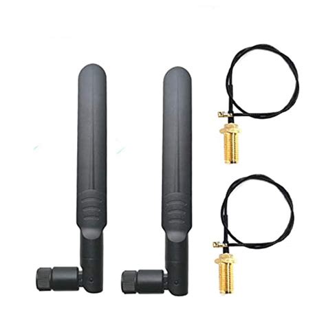 2Pcs 6dBi 2.4GHz 5GHz Dual Band WiFi RP-SMA Male Antenna+2pcs 20CM RP ...