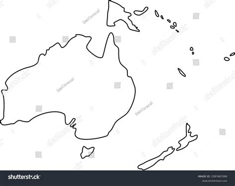Outline Map Oceania Continent Stock Vector (Royalty Free) 2397467569 | Shutterstock