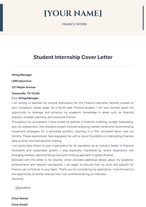 Internship Cover Letter Template - Ablebionics