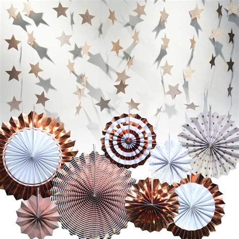 Buy Hola Fiesta | Rose Gold Paper Fans Flower and 2 Champagne Stars ...