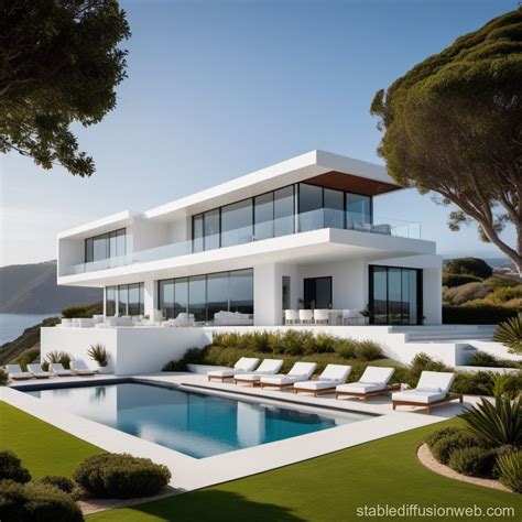 Modern All White Home for Adventurous 8w7 Enthusiast | Stable Diffusion ...