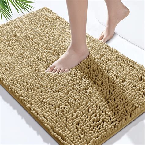 Shilucheng Luxury Chenille Bath Rug, Non-Slip Soft Absorbent Bath Mats ...