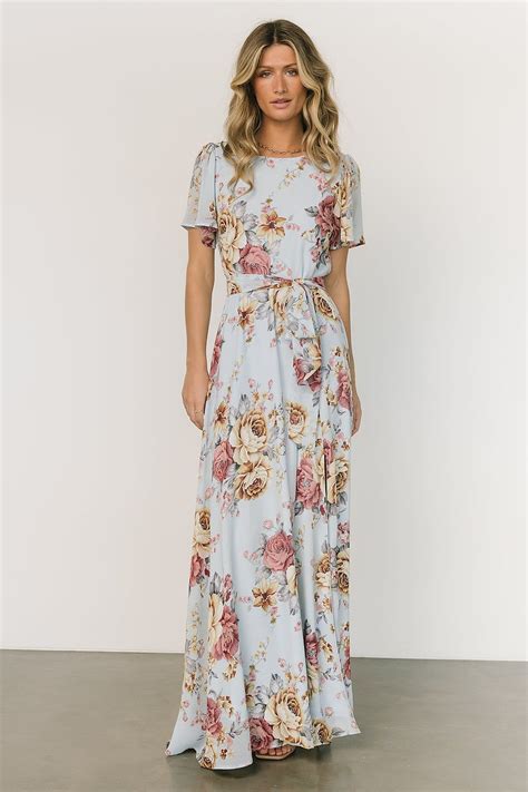 Naomi Short Sleeve Maxi Dress | Blue Multi Floral | Maxi dress with ...
