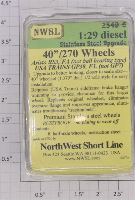 NorthWest Short Line 2549-6 G Gauge SS 40"/270 Upgrade Wheels (Pack of ...