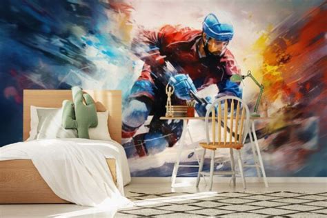 Ice Hockey Player Artistic Wallpaper for Wall - Magicdecor®