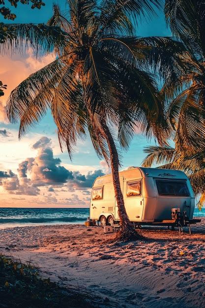 Camping car van for recreation on the ocean | Premium AI-generated image