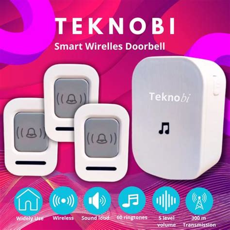 Jual Bel Rumah Wireless Teknobi Door Bell Waterproof Pintu Z1 60 Nada 3 ...