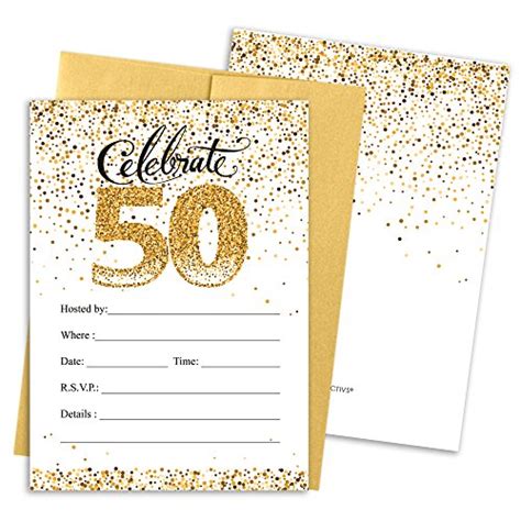 Buy 50th Birthday Party Invitation Cards with Envelopes, 25 Count ...