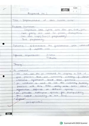 Os 2 Handwritten Assignment - Operating System - Studocu