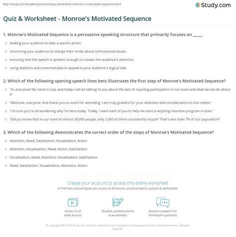 Quiz & Worksheet - Monroe's Motivated Sequence | Study.com