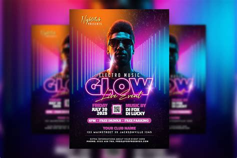 Galactic Neon Electro Nightclub Party Flyer Template Free Download ...