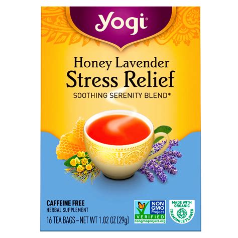 Yogi Tea, Organic, Honey Lavender Stress Relief, Caffeine Free, 16 Tea ...