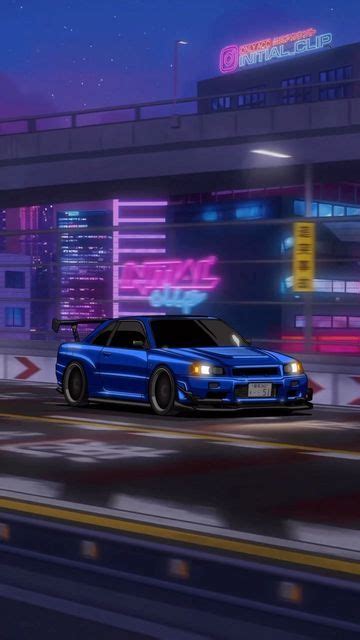 Clean R34 Animation on Wangan Expressway - Vertical Cinematic Scene