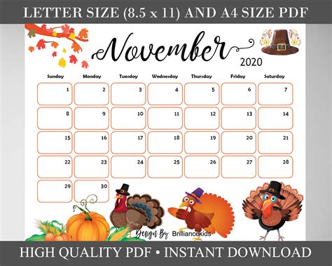 November Calendar Printable Free - Printable Calendars AT A GLANCE