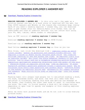 Fillable Online Reading Explorer 3 Answer Key. Reading Explorer 3 ...