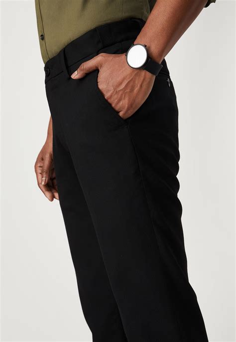 Buy Men Woven Slim Fit Flexi Waist Formal Trousers Online at just Rs ...