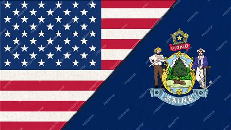 Premium Photo | Flags of maine and united states of america flags of ...