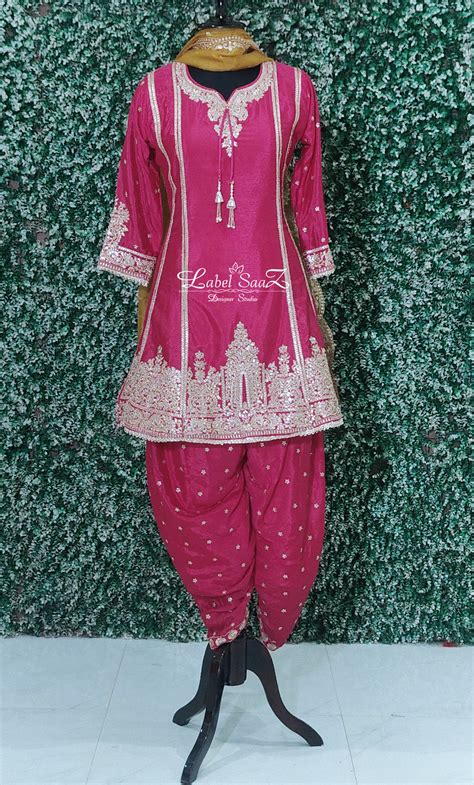 Rani Pink Sequence Embroidered Kurta Dhoti Pant Set with Dupatta ...