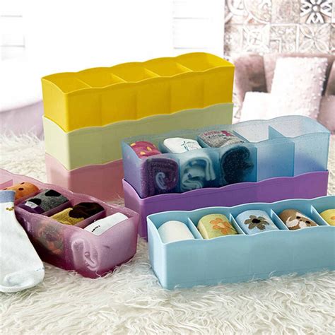 JAPP 6 Pcs Set of 5 Grids Storage Box Best for Desk, Drawer, Socks ...