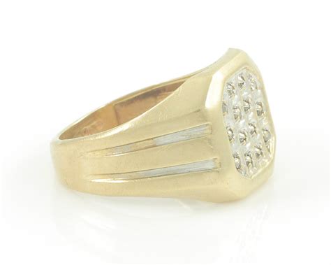 Vintage Diamond 10K Gold Mens Ring, 1980s .10 CT Diamond 10K Ring ...