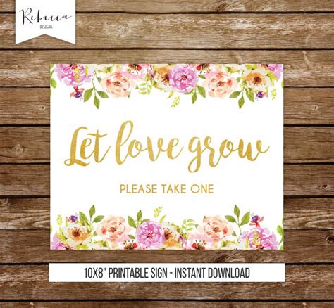 Let Love Grow Sign Printable Sign Floral Wedding Sign Bridal Shower ...