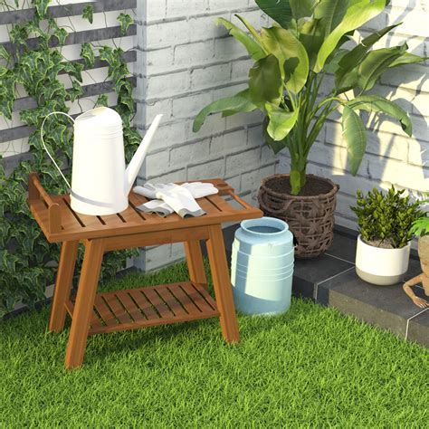 ETECHMART 2-Tier Bamboo Shower Bench, 24 Inch Spa Stool with Storage ...