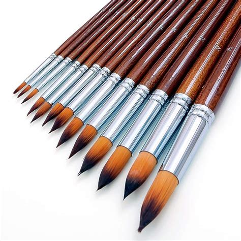 ArtBee 13 Pcs Long Handle Round Shape Artist Acrylic Painting Brushes ...
