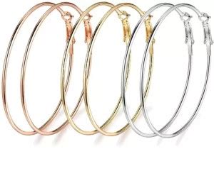 Flipkart.com - Buy GRETAJUWEL Combo of 3 Pairs Big Hoop Earrings Silver ...