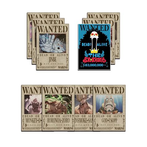 One Piece Anime Wanted Poster Kit of 10 - Peel and Stick | Monkey D ...