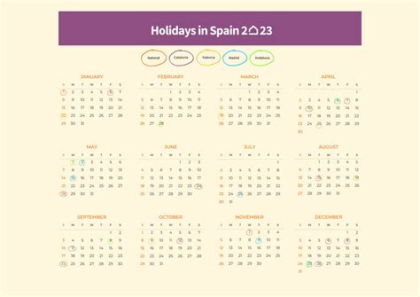 Spanish Holidays Calendar