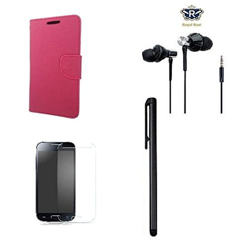 Royal Rusi - Mercury Pink Flip cover,Tempered Glass,Earphone and Stylus ...