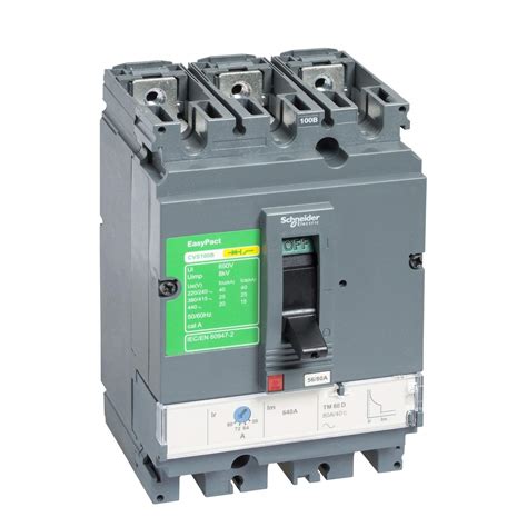 Schneider EasyPact CVS100B Circuit Breaker, 25 kA at 415 VAC, 3P 3D, TM ...