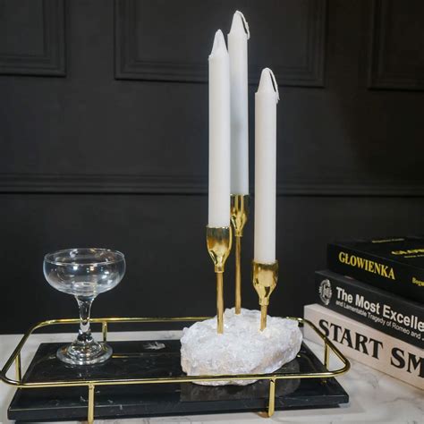 Buy PuTwo Candle Holder with 3 Metal Candle Cups & Natural White Gypsum ...