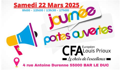 Portes Ouvertes 2025 - CFA Européen Louis Prioux - Bar Le Duc, 4, rue ...