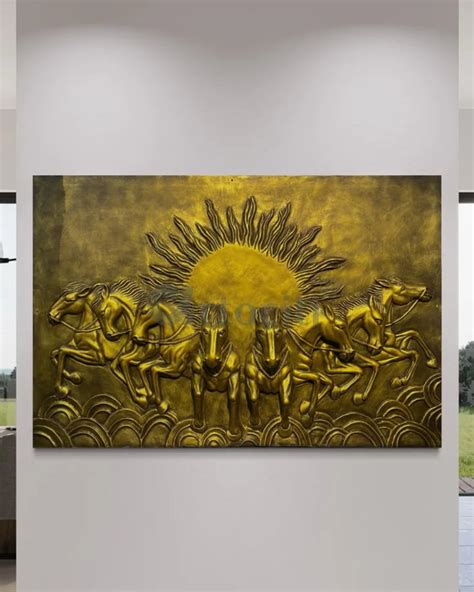 6X4 Feet 8 Horse with Sun rises 3D Relief Mural Wall Art