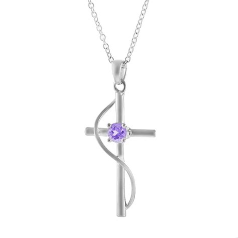 Athra NJ Inc Silver Plated Amethyst Cross Pendant