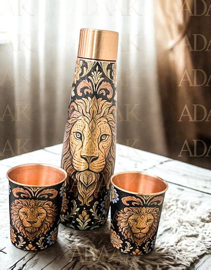 Buy Majestic Lion Copper Bottle Gift Set Premium Ayurvedic Drinkware ...