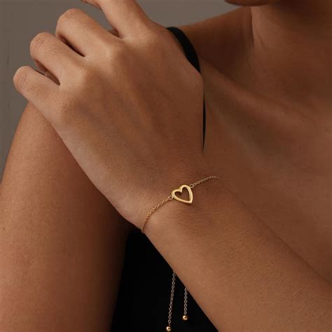 Buy 925 Sterling Silver 14K Gold-Plated Love Open Heart Charm Chain ...