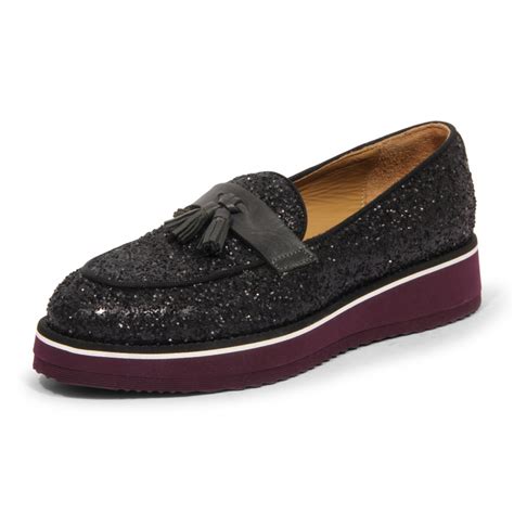 H9854 mocassino donna LA MARTINA woman glitter loafer black