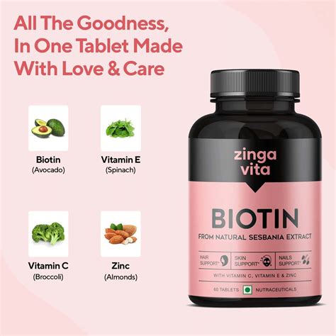 Buy ZINGAVITA BIOTIN TABLETS FOR HAIR, SKIN NAILS SUGAR FREE SUPPLEMENT ...