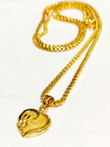 HN JEWELLERY One Gram Gold Chain With Heart Pendant For Women And Girl ...