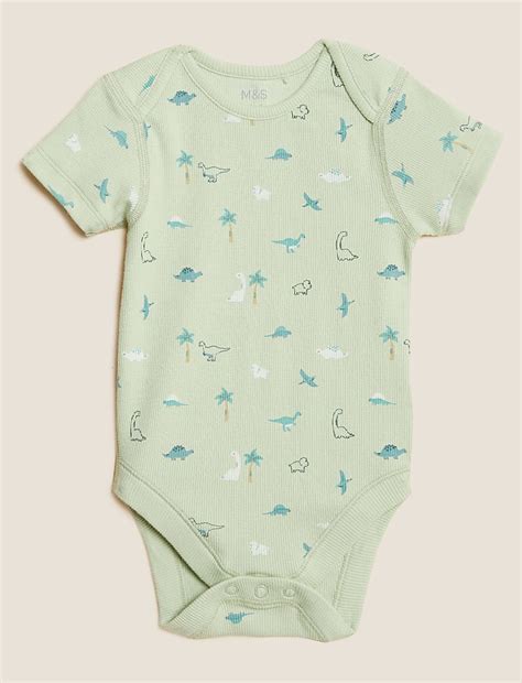 3pk Cotton Rich Dinosaur Bodysuits