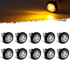 Partsam 10x Amber 3/4" Round Bullet Trailer Amber Led Side Marker ...