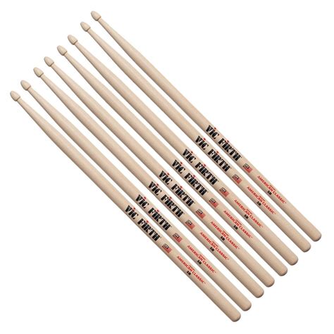Vic Firth 5B Hickory Drumsticks, 4 Pair Value Bundle at Gear4music