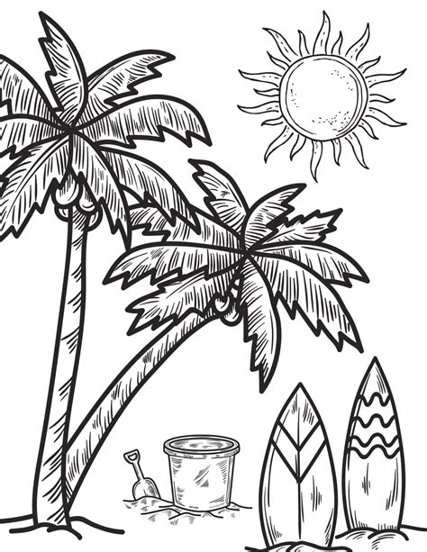 Beach Colouring Pages Free Printable