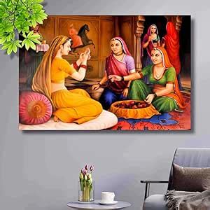 SAF paintings Unframed Rolled Art Print| Canvas Rajasthani Woman Wall ...