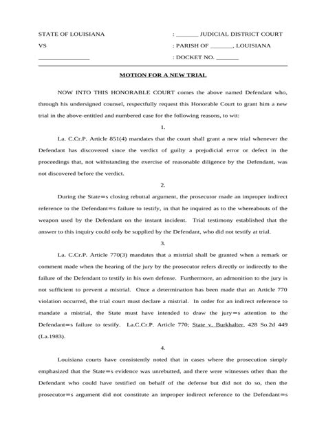 Louisiana Motion for a New Trial - Fill Out, Sign & Share Online ...