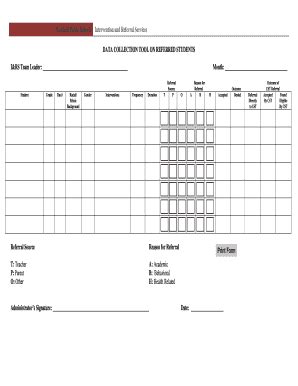 Fillable Online plainfieldnjk12 DATA COLLECTION TOOL ON REFERRED ...